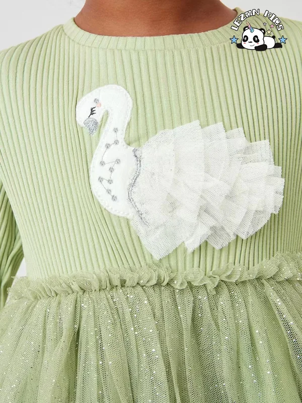 LEZONKIDS - Chegada de 2024: Vestidos de Meninas com Estampa de Unicórnio e Bordado, de Algodão Lavável